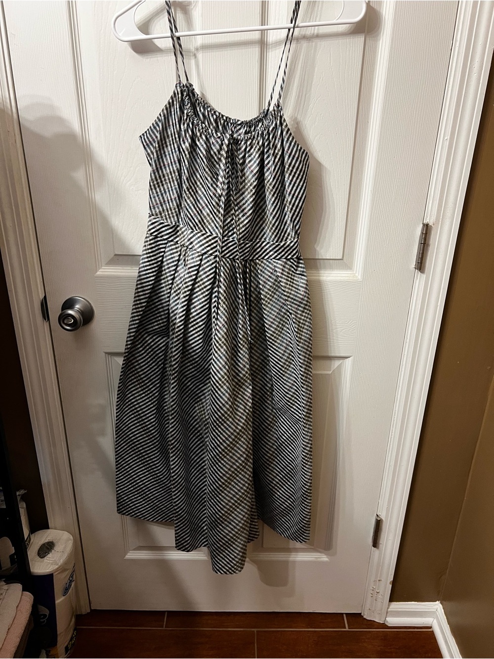 MACHKA Metallic Lurex Plaid Spaghetti Strap Cami Dress Size 38 US 6 Medium